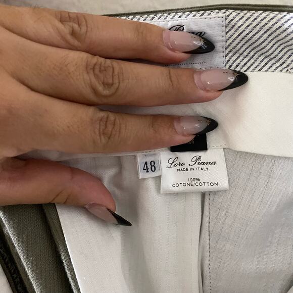 Loro Piana Pantaflat cotton corduroy slim pants in Green/Brown  sz 48 US 33 - Picture 9 of 9